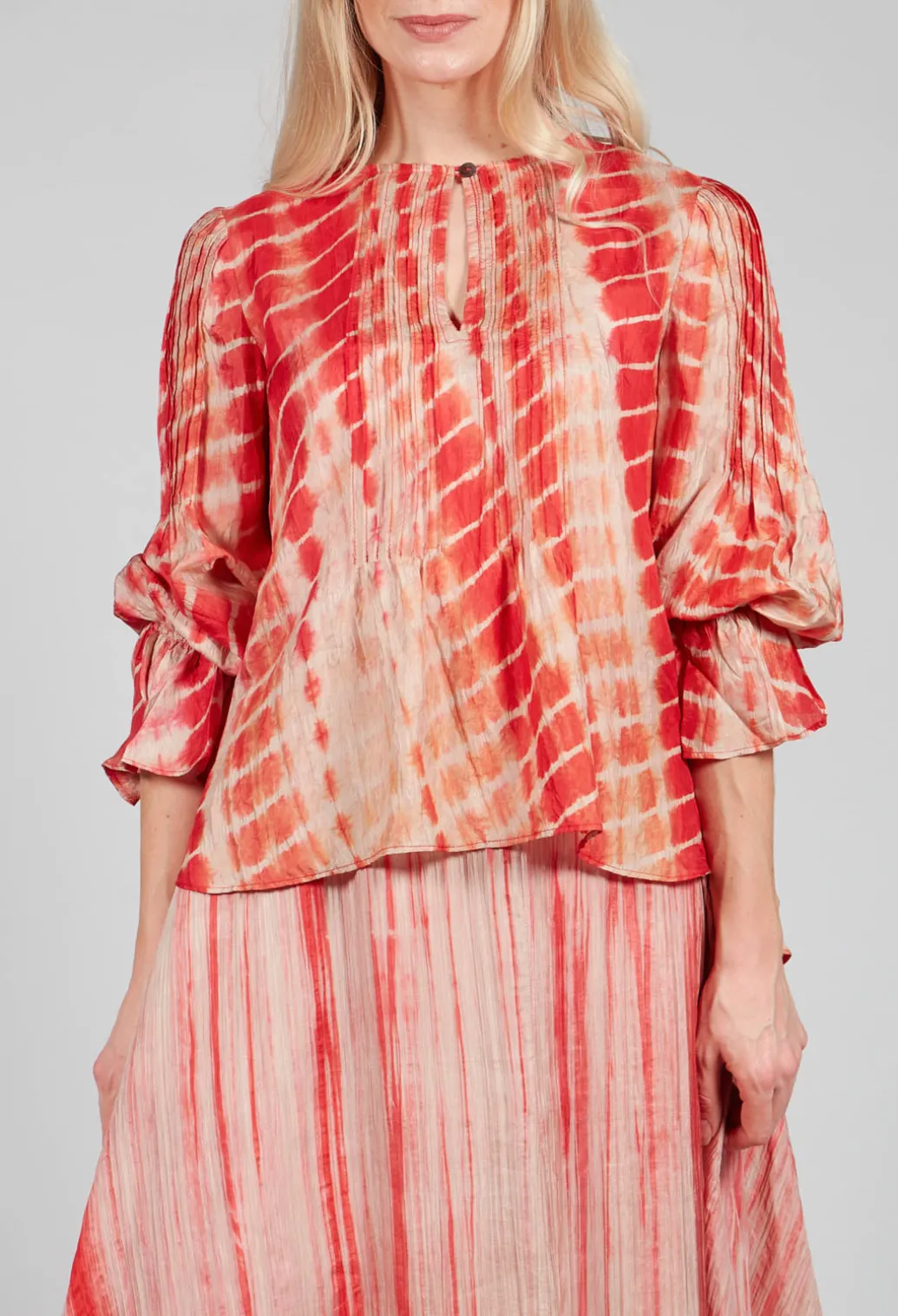 Tana Shirt in Coral and Cream