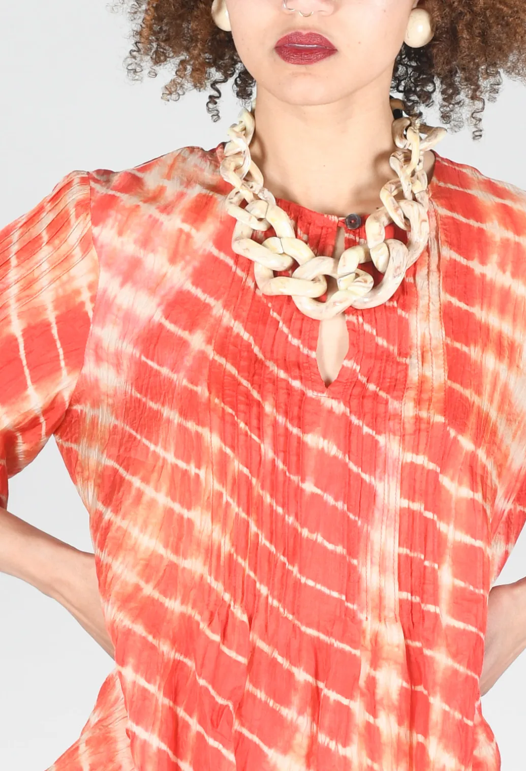 Tana Shirt in Coral and Cream
