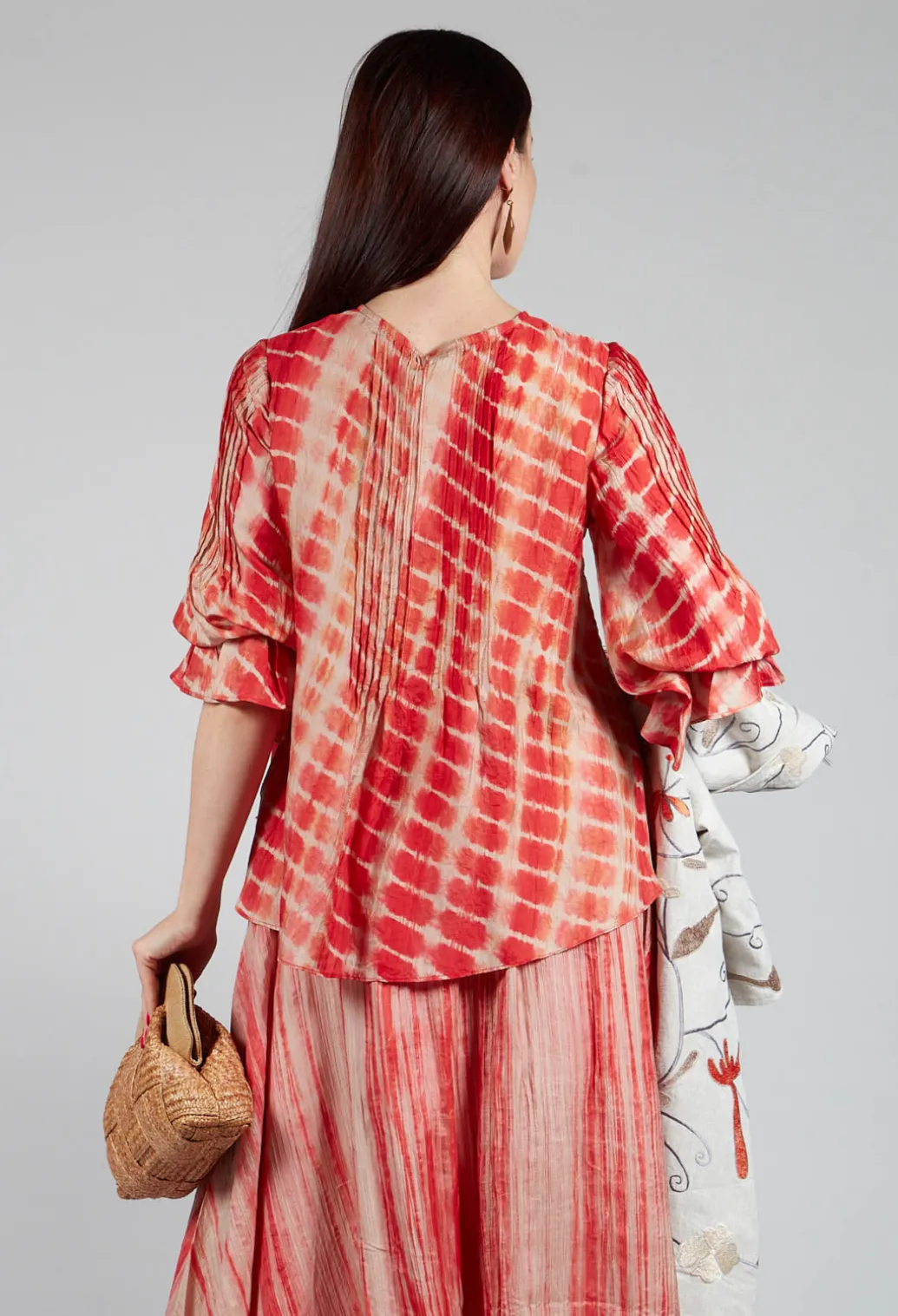 Tana Shirt in Coral and Cream