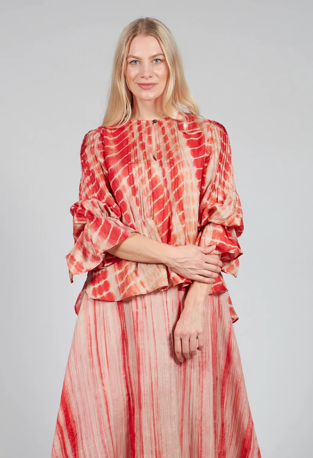 Tana Shirt in Coral and Cream