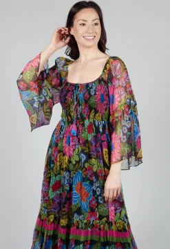 Tanialys Dress in Black Floral Print