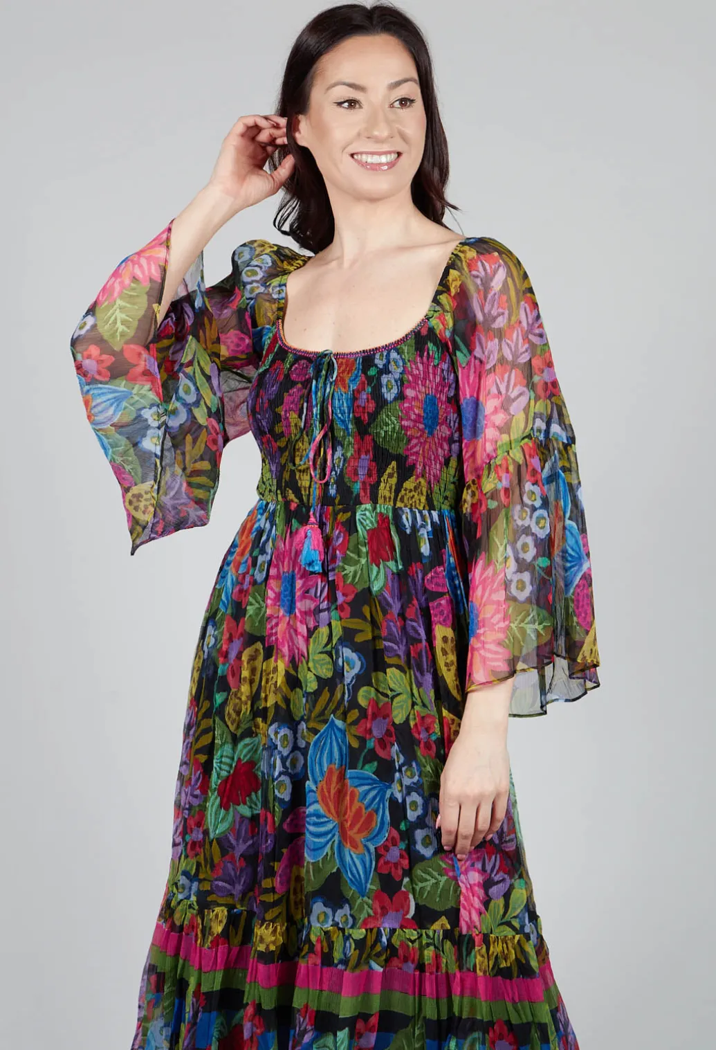 Tanialys Dress in Black Floral Print
