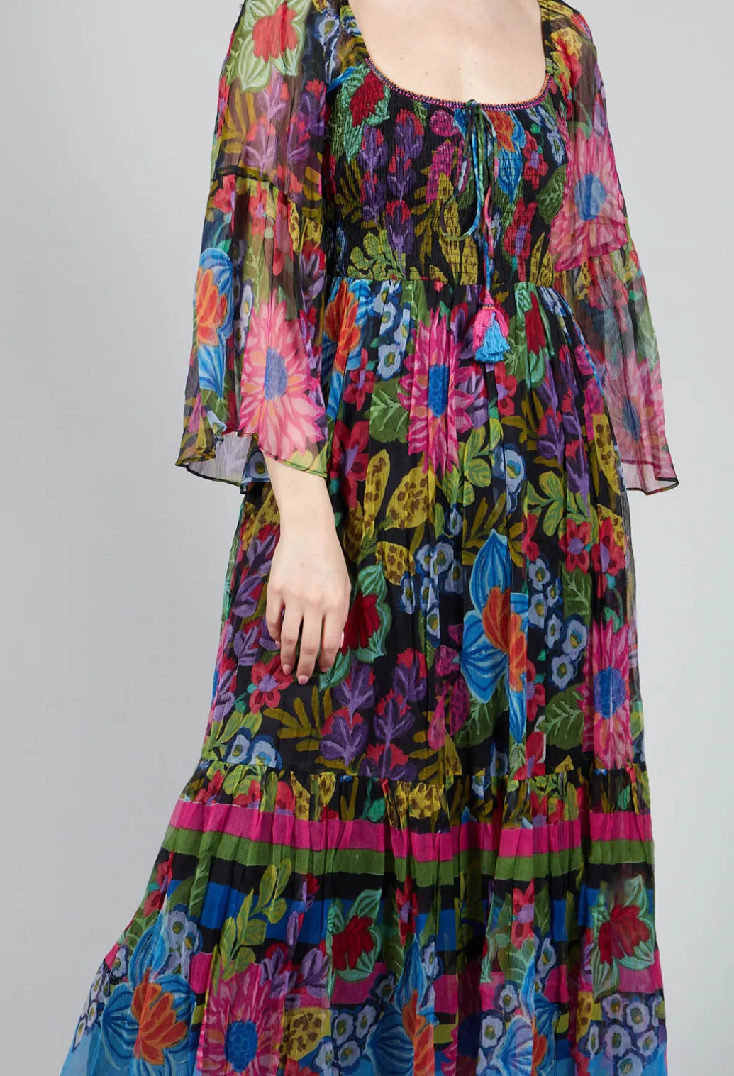 Tanialys Dress in Black Floral Print