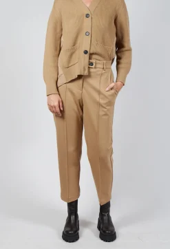 Tapered Jersey Trousers in Camel