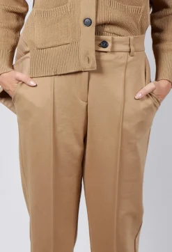 Tapered Jersey Trousers in Camel