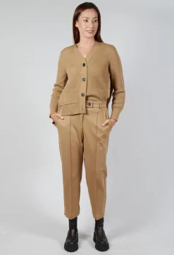 Tapered Jersey Trousers in Camel