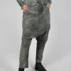 Tapered Leg Drop Crotch Trousers in Defender Print