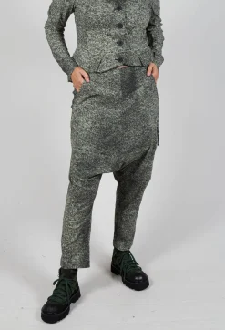 Tapered Leg Drop Crotch Trousers in Defender Print