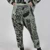 Tapered Leg Drop Crotch Trousers in Defender Big Print