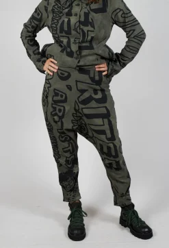 Tapered Leg Drop Crotch Trousers in Camp Big Print