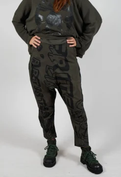 Tapered Leg Drop Crotch Trousers in Jungle Big Print