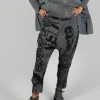 Tapered Leg Drop Crotch Trousers in Rock Big Print