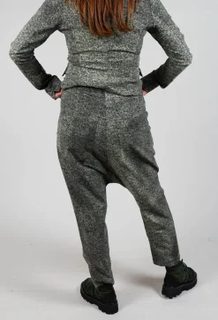 Tapered Leg Drop Crotch Trousers in Defender Print