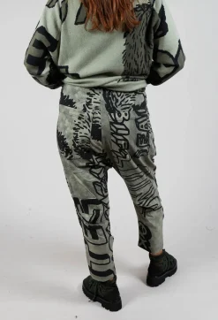 Tapered Leg Drop Crotch Trousers in Defender Big Print