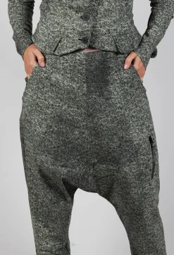 Tapered Leg Drop Crotch Trousers in Defender Print