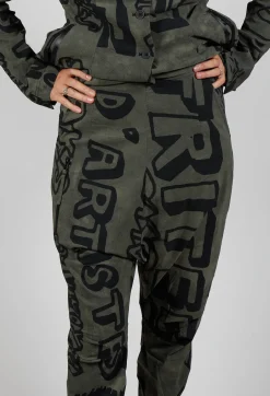 Tapered Leg Drop Crotch Trousers in Camp Big Print