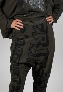 Tapered Leg Drop Crotch Trousers in Jungle Big Print