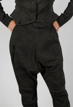 Tapered Leg Drop Crotch Trousers in Jungle Print