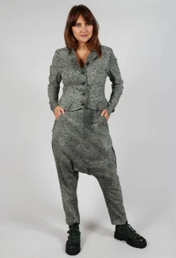 Tapered Leg Drop Crotch Trousers in Defender Print