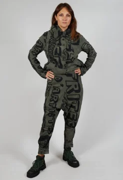 Tapered Leg Drop Crotch Trousers in Camp Big Print