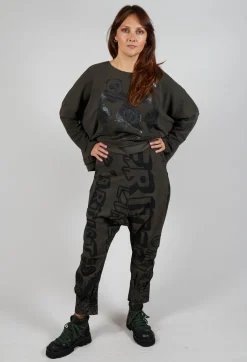 Tapered Leg Drop Crotch Trousers in Jungle Big Print