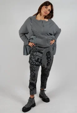 Tapered Leg Drop Crotch Trousers in Rock Big Print