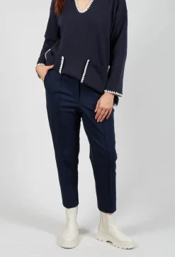Tapered Leg Jersey Trousers in Blue Nights