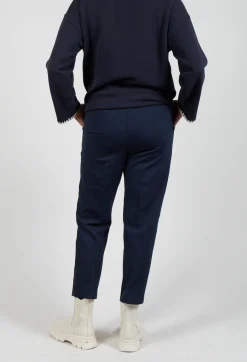 Tapered Leg Jersey Trousers in Blue Nights