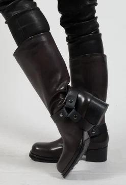 Tarantino Buckle Boot in Moro and Nero