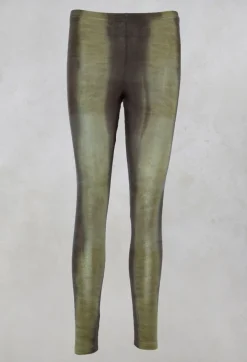 Taylora Tie Dye Leggings in Avocado Green