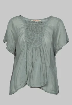 Teileisten Blouse in Salbei Green