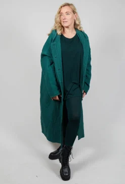 Terrat Textured Coat in Fidel Green