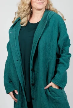 Terrat Textured Coat in Fidel Green