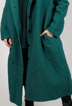 Terrat Textured Coat in Fidel Green