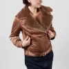 Textile Biker Coat in Amber