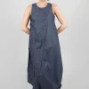 Textured Asymmetric Hem Dress in Blue