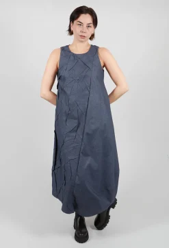 Textured Asymmetric Hem Dress in Blue