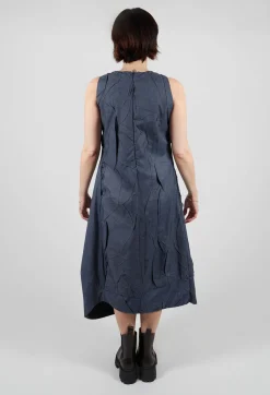 Textured Asymmetric Hem Dress in Blue