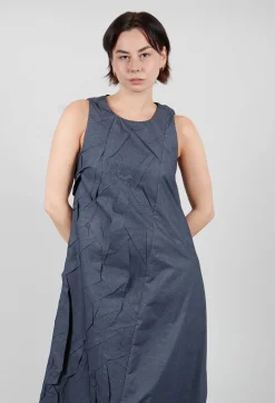 Textured Asymmetric Hem Dress in Blue