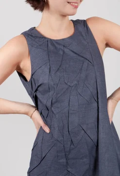 Textured Asymmetric Hem Dress in Blue