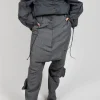 Textured Baggy Trousers in Coal Mel