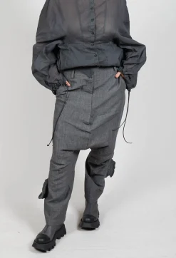 Textured Baggy Trousers in Coal Mel