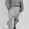 Textured Baggy Trousers in Pencil Mel