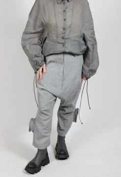 Textured Baggy Trousers in Pencil Mel