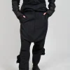 Textured Baggy Trousers in Black Mel