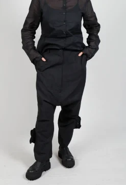 Textured Baggy Trousers in Black Mel
