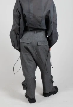 Textured Baggy Trousers in Coal Mel