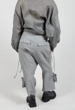 Textured Baggy Trousers in Pencil Mel
