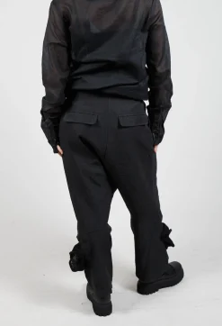 Textured Baggy Trousers in Black Mel
