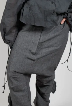 Textured Baggy Trousers in Coal Mel